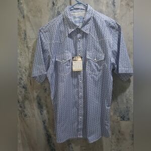 Wrangler Blue Casual Button Down Shirt with Short Sleeves